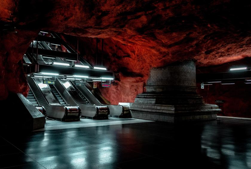 Escalators underground