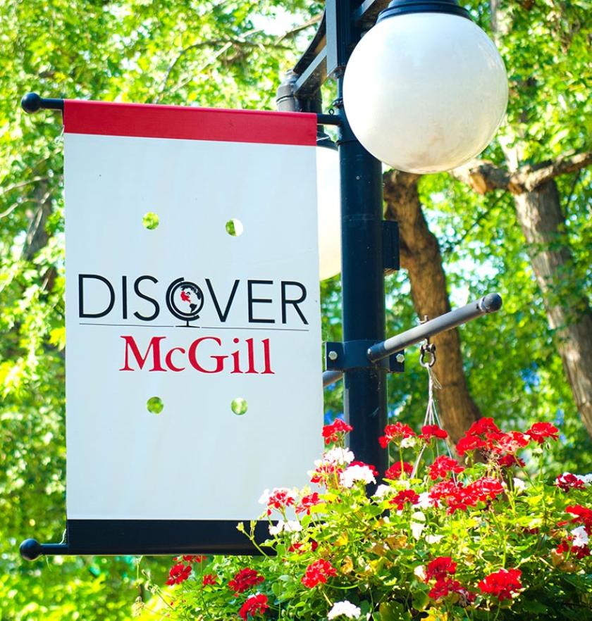Discover McGill lamp post sign.