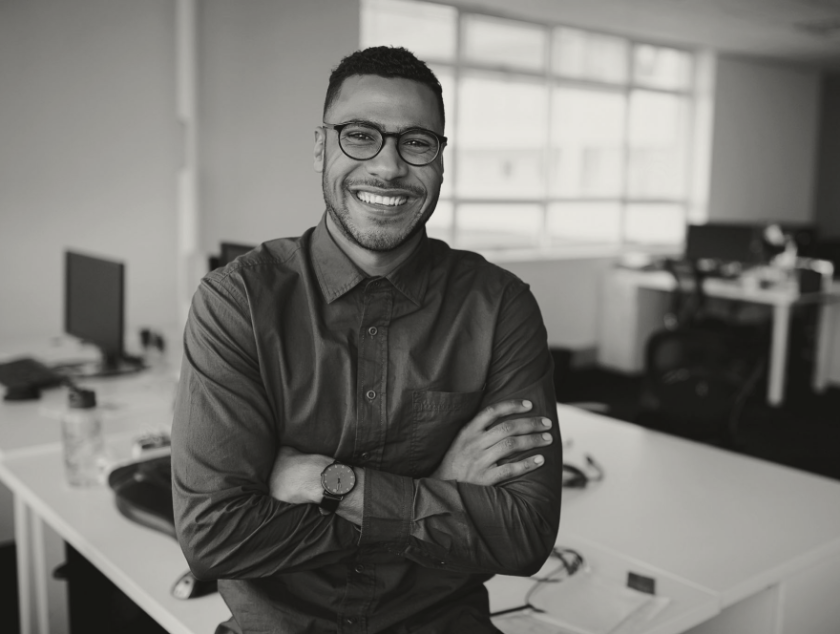 Young male entrepreneur smiling