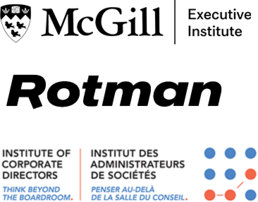 McGill Executive Institute, Rotman, and Institute of Corporate Directors logos